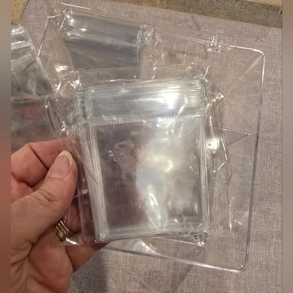 Clear Plastic Storage Organizer-jewelry With Bags And Hinged Lid